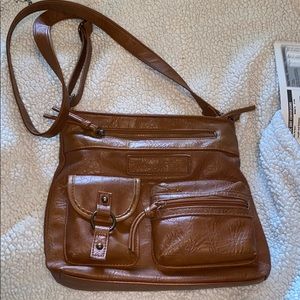 Brown Faux Leather Crossbody Bag